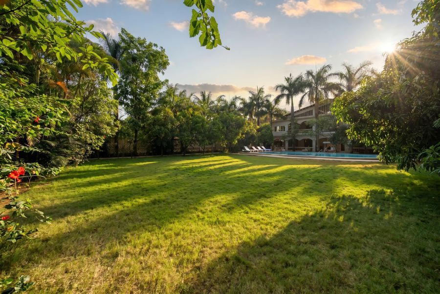 Pool terrace and seating area at Vanilla Estate